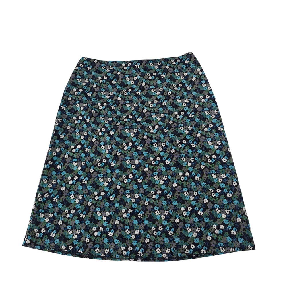 Exact Change Womens Floral Midi Skirt Navy Blue Daisy A-Line Size 5 Made in USA‎